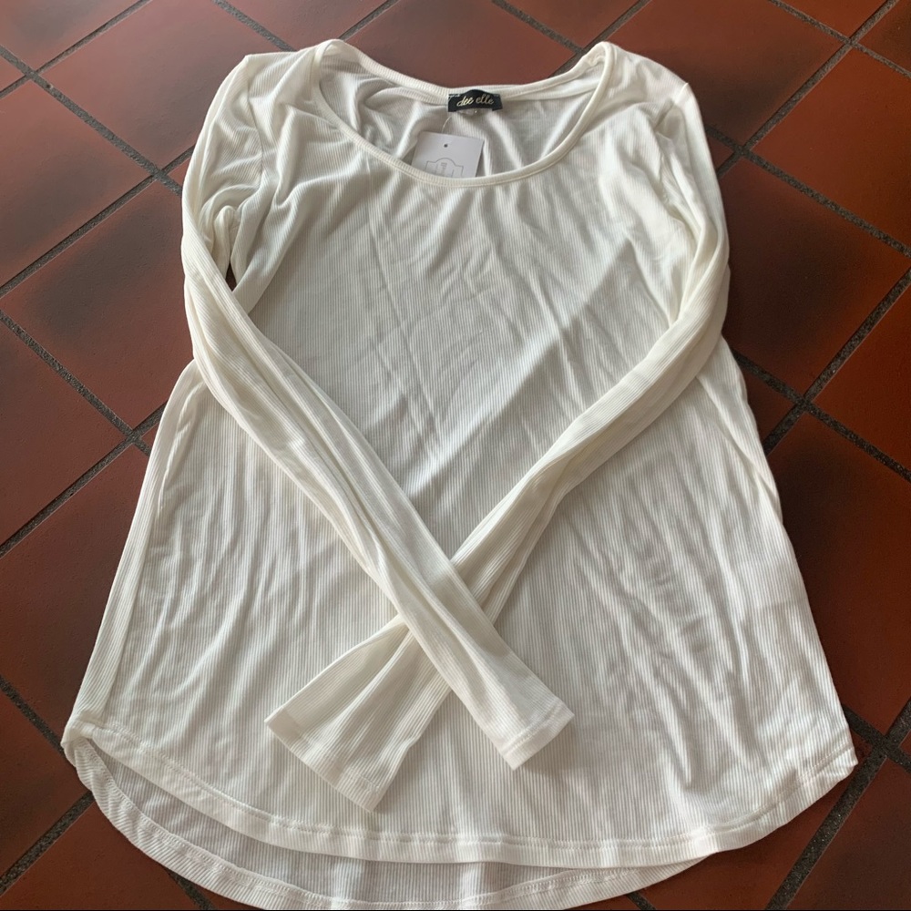 Ivory Ribbed Long Sleeve Tee NWT